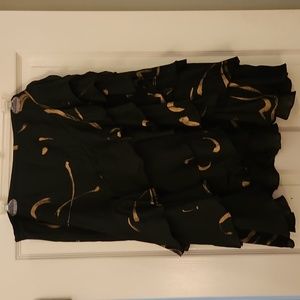 RALPH LAUREN Silk Black Gold / Beige Ruffles Skirt Size 14